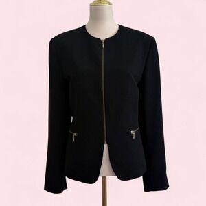 Jones New York Black Blazer w/ Gold Zipper Detail — Size‎ 14